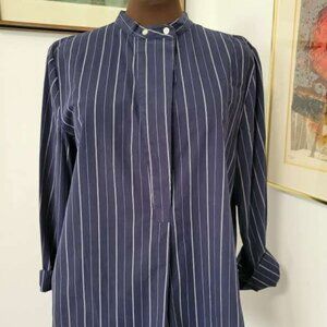 Madewell Pinstriped Double button Mandarin Collar Size Large